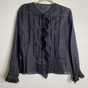 Isabel‎ Marant Ruffle Blouse Black Size 40 (L) Ramie